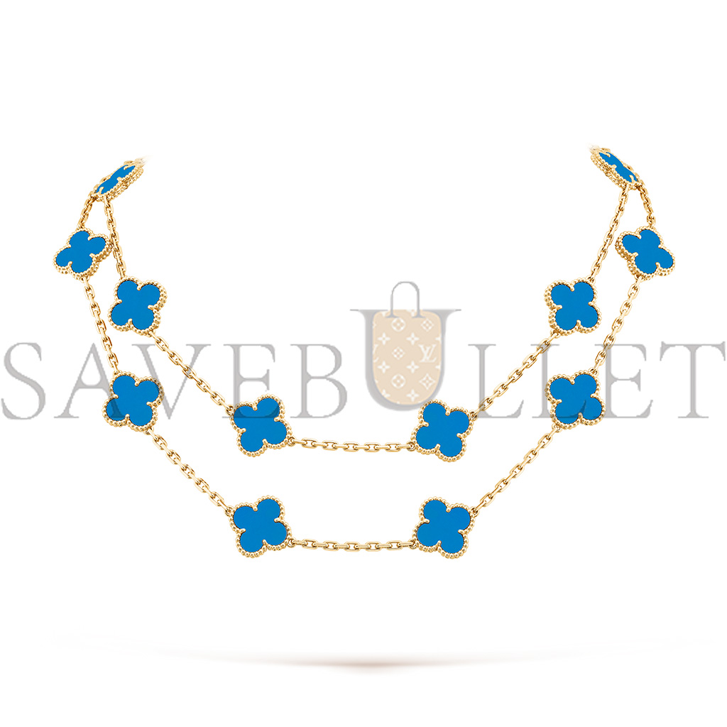 VAN CLEEF ARPELS VINTAGE ALHAMBRA LONG NECKLACE, 20 MOTIFS - YELLOW GOLD, AGATE VCARP7RN00 VAN CLEEF ARPELS VINTAGE ALHAMBRA LONG NECKLACE, 20 MOTIFS - YELLOW GOLD, AGATE VCARP7RN00
